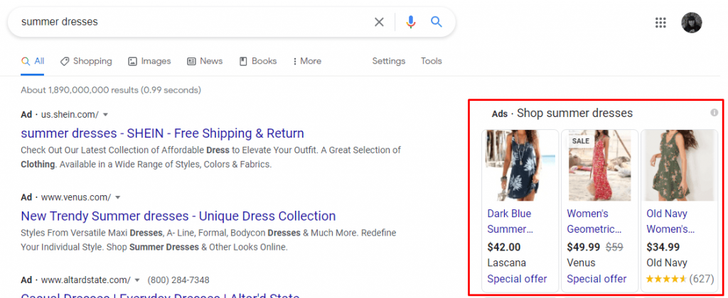 Example of a high-performing paid search ad in Google results