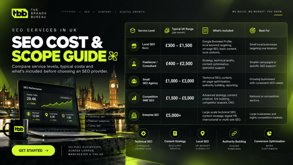 SEO services in UK cost and scope comparison