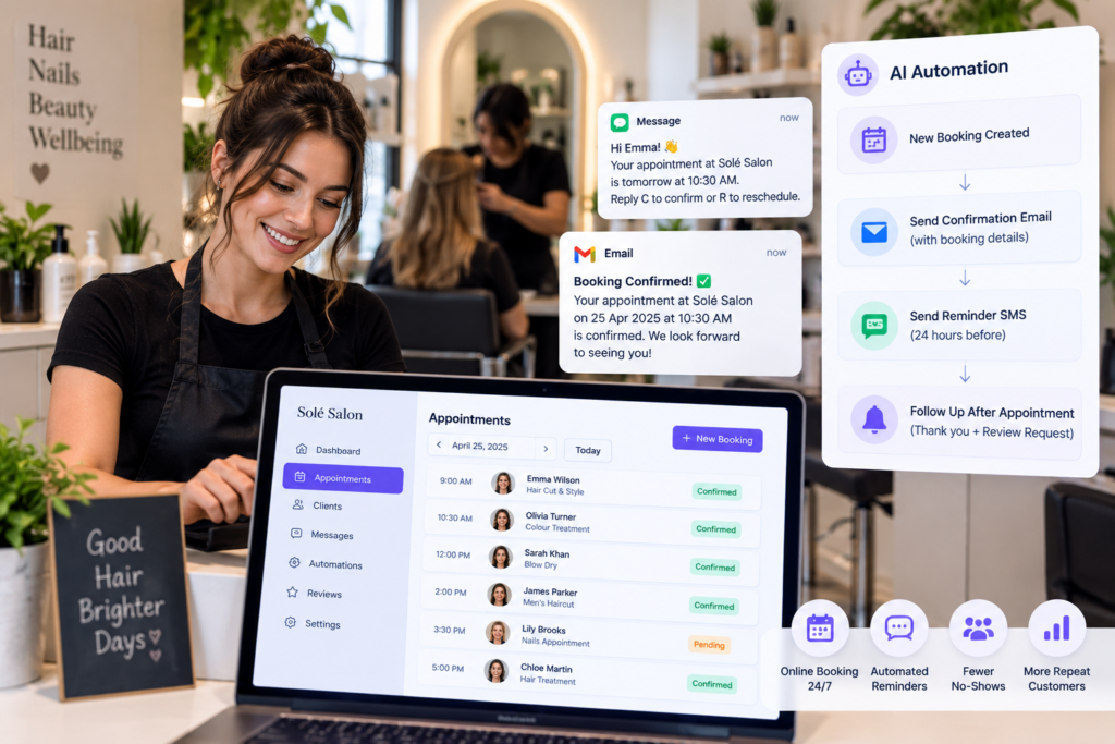 I automation agency UK booking system for a cafe, salon, or dental practice