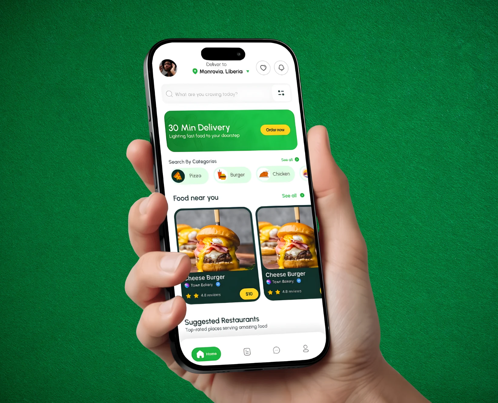 Custom UI UX design for restaurant food delivery app with clean layout and engaging user interface