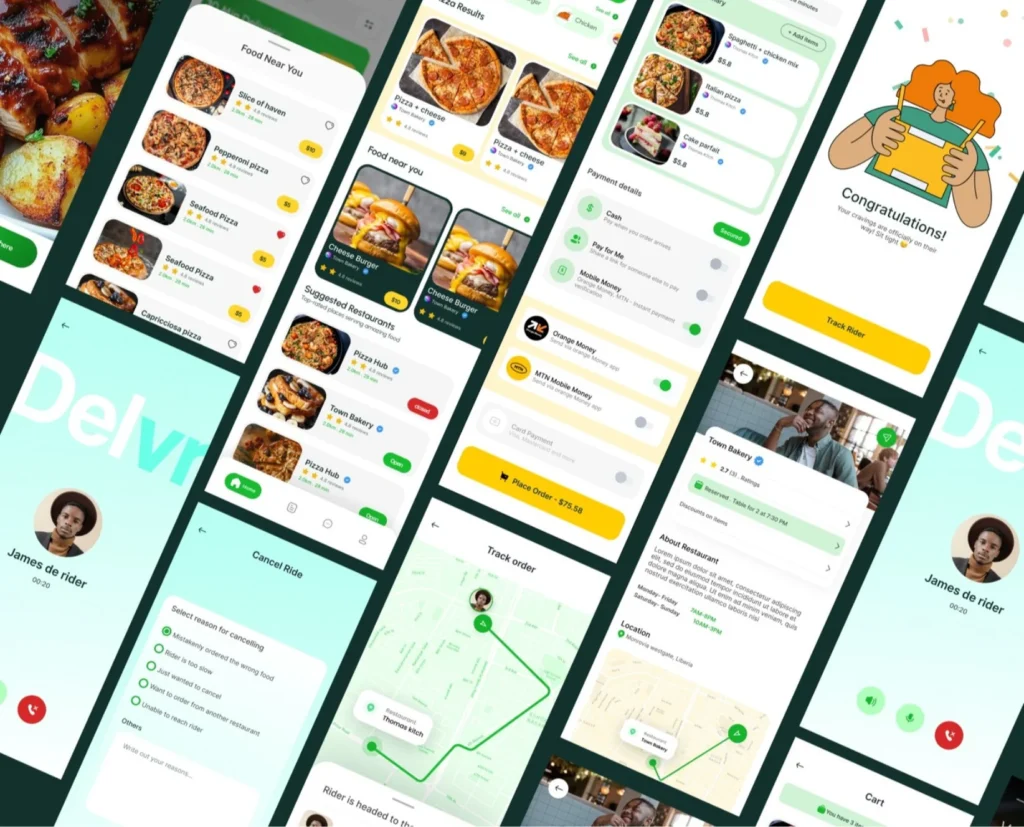 Restaurant food delivery app UI UX design focused on seamless navigation and user-friendly ordering experience