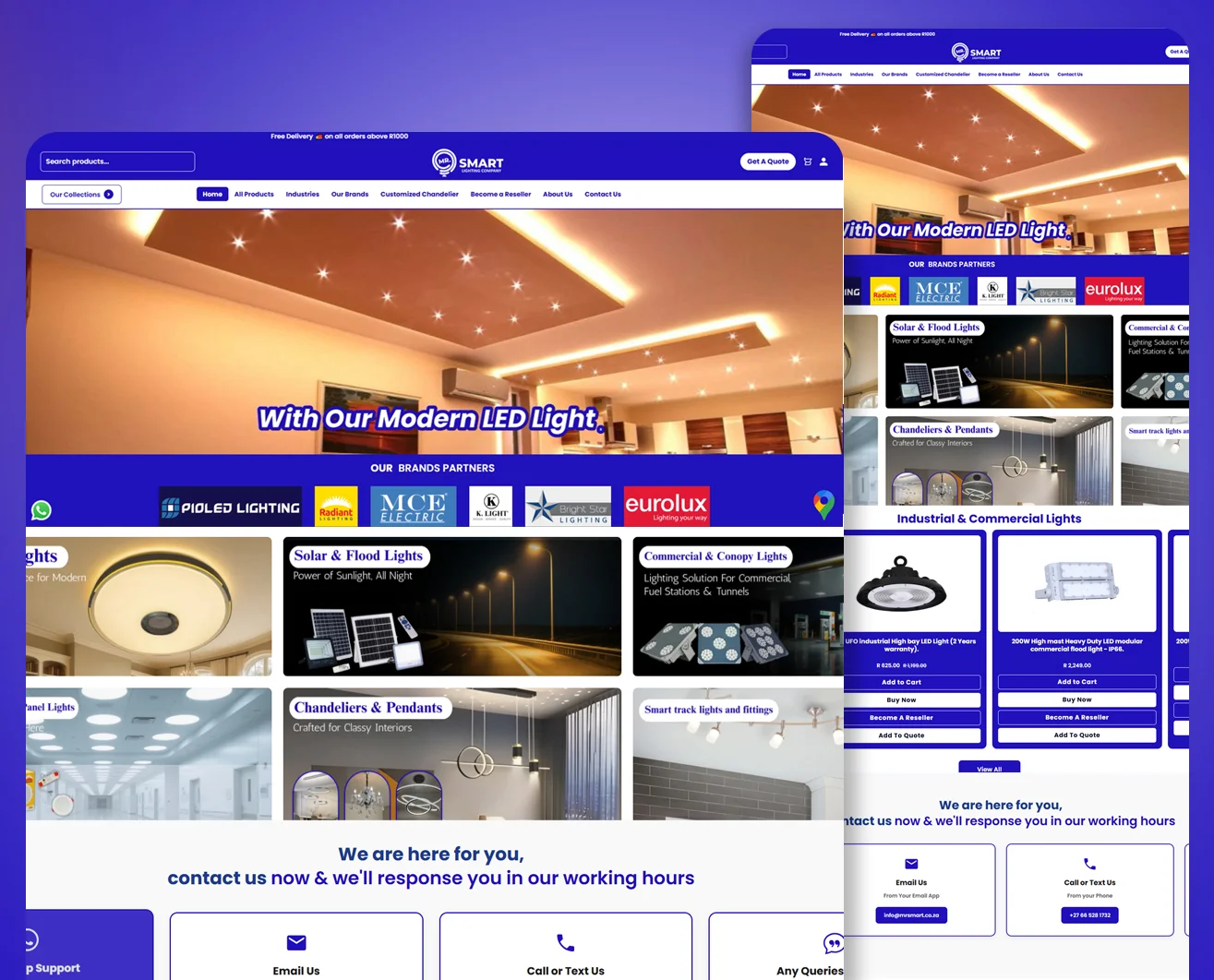SEO-optimized smart lighting website built with professional web development services for global visibility