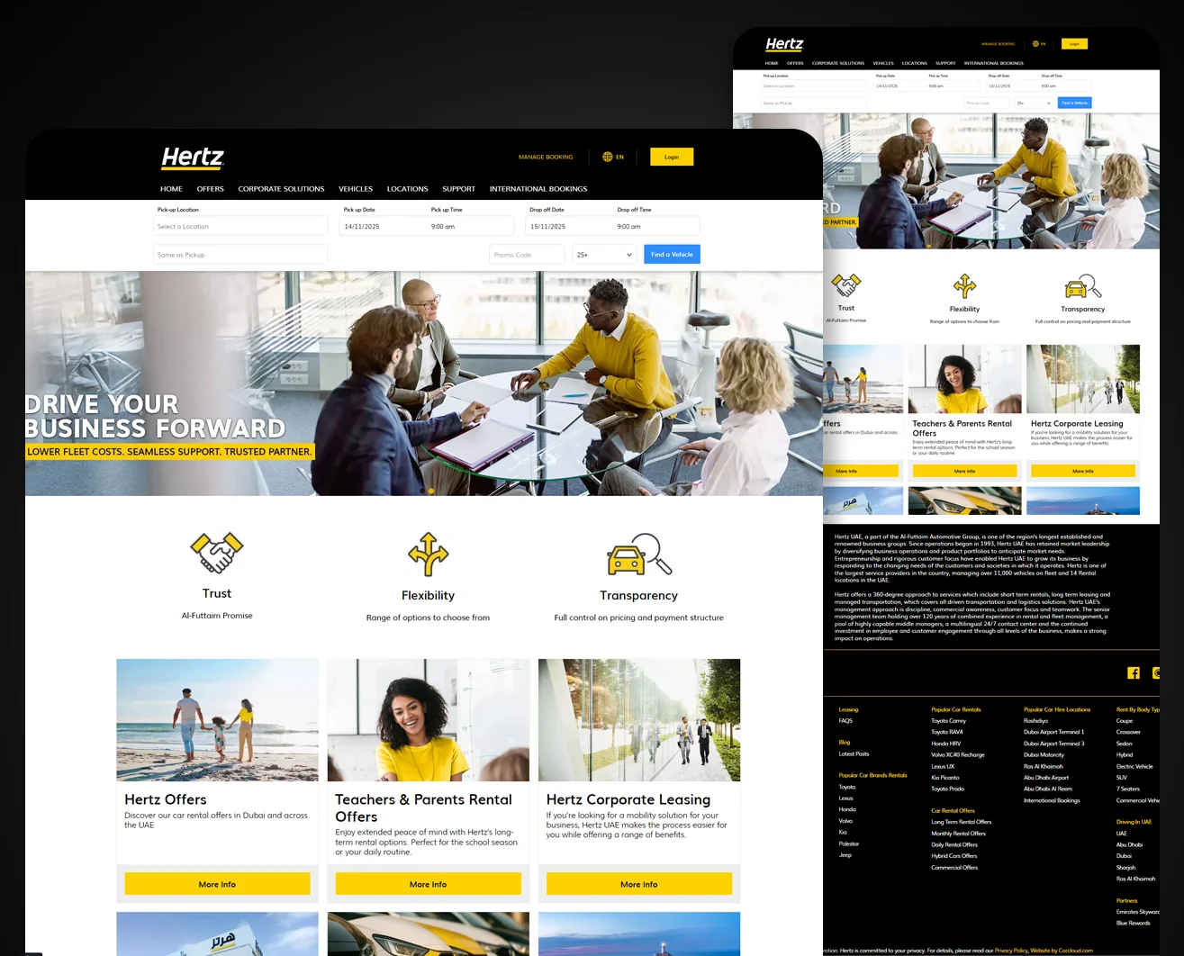 Hertz website optimized with professional SEO strategies for higher search engine ranking and user engagement